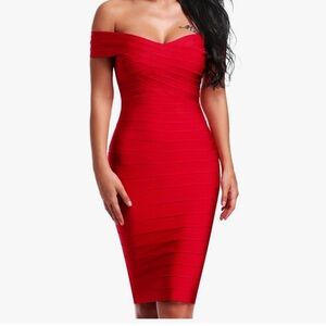 Elegant Red Off-Shoulder Dress